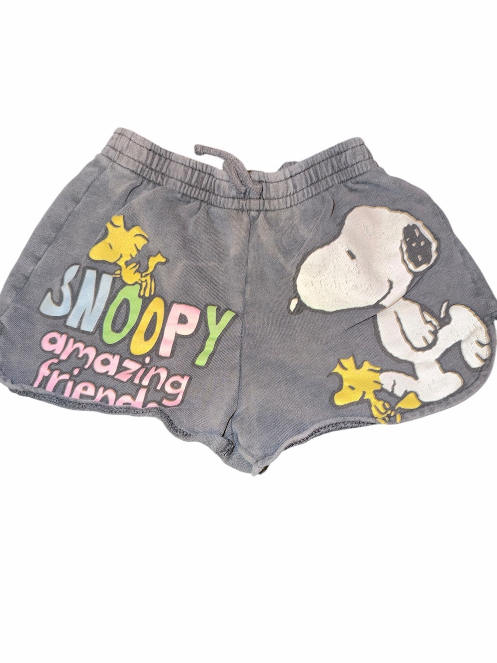 Peanuts Gray Shorts with Snoopy & Colorful Lettering